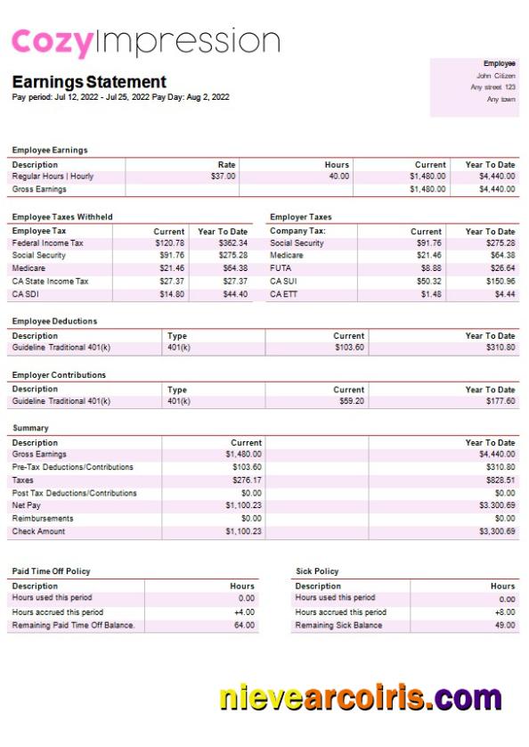 fast fashion company payslip